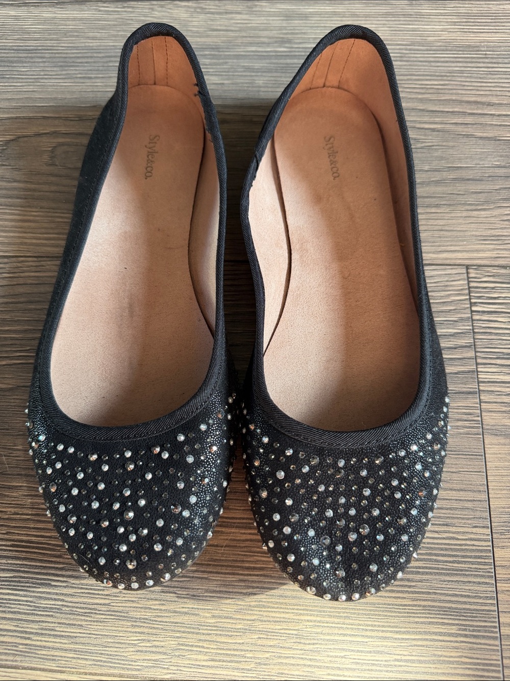 Black Embellished Ballet Flats